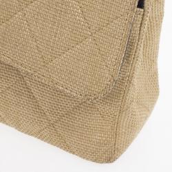 مملوكة مسبقًا Chanel Beige Quilted Rafia Small Classic Double Flap Bag
