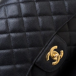 Pre Owned Chanel Black Quilted Leather Jumbo Classic Single Flap Bag