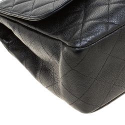 Pre Owned Chanel Black Quilted Leather Jumbo Classic Single Flap Bag