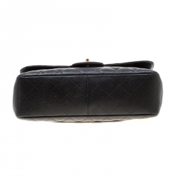 Pre Owned Chanel Black Quilted Leather Jumbo Classic Single Flap Bag
