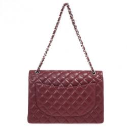Pre Owned Chanel Rouge Fonce Maxi Classic Flap Bag