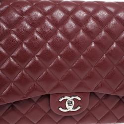 Pre Owned Chanel Rouge Fonce Maxi Classic Flap Bag