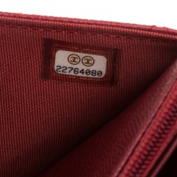 Chanel Red Caviar Leather Wallet On Chain