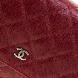 Chanel Red Caviar Leather Wallet On Chain