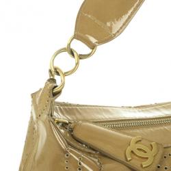 Chanel Patent Perforated Camelia Hobo