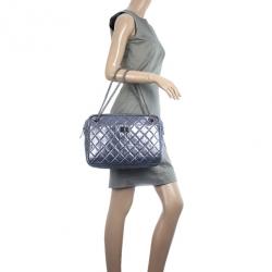 Pre Owned Chanel Silver Metallic Quilted Calfskin Large Reissue Camera Bag