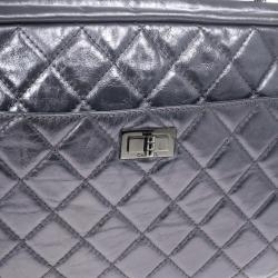 Pre Owned Chanel Silver Metallic Quilted Calfskin Large Reissue Camera Bag