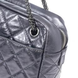 Pre Owned Chanel Silver Metallic Quilted Calfskin Large Reissue Camera Bag