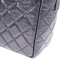 Pre Owned Chanel Silver Metallic Quilted Calfskin Large Reissue Camera Bag