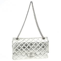 Pre Owned Chanel Metallic Silver Reissue Flap Bag