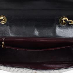 Pre Owned Chanel Black Chevron Lambskin Jumbo XL Classic Flap Bag