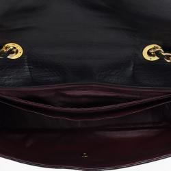 Pre Owned Chanel Black Chevron Lambskin Jumbo XL Classic Flap Bag