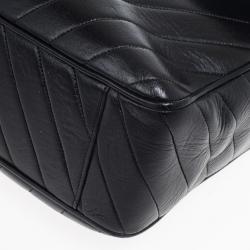 Pre Owned Chanel Black Chevron Lambskin Jumbo XL Classic Flap Bag