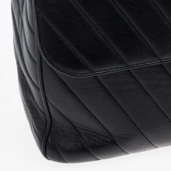 Pre Owned Chanel Black Chevron Lambskin Jumbo XL Classic Flap Bag