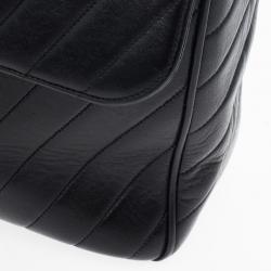Pre Owned Chanel Black Chevron Lambskin Jumbo XL Classic Flap Bag