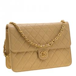 مملوكة مسبقًا Chanel Cream Quilted Leather Medium Classic Single Flap Bag