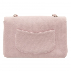 Pre Owned حقيبة شانيل كلاسيك جيرسيه ماغينتا مبطن متوسطة بقلاب فينتدج وردية فاتحة