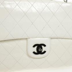 مملوكة مسبقًا Chanel White Quilted Crackled Patent Leather The Ritz Shoulder Bag
