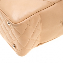 Pre Owned Chanel Beige Quilted Leather Cambon Ligne Bowler Bag