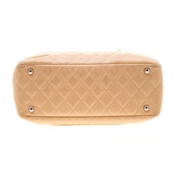 Pre Owned Chanel Beige Quilted Leather Cambon Ligne Bowler Bag