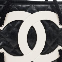 مملوكة مسبقًا Chanel Grey Coated Canvas Large CC White Tote