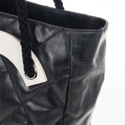 مملوكة مسبقًا Chanel Grey Coated Canvas Large CC White Tote