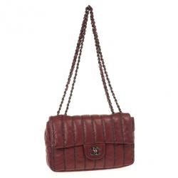 مملوكة مسبقًا Chanel Jumbo Flap Bag Burgundy Lambskin with Pinstripe Stiching