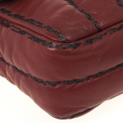 مملوكة مسبقًا Chanel Jumbo Flap Bag Burgundy Lambskin with Pinstripe Stiching