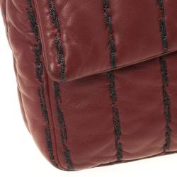 مملوكة مسبقًا Chanel Jumbo Flap Bag Burgundy Lambskin with Pinstripe Stiching
