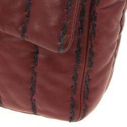 مملوكة مسبقًا Chanel Jumbo Flap Bag Burgundy Lambskin with Pinstripe Stiching