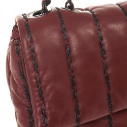 مملوكة مسبقًا Chanel Jumbo Flap Bag Burgundy Lambskin with Pinstripe Stiching