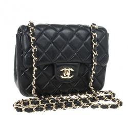 Pre Owned Chanel Black Quilted Leather Mini Flap Classic Bag
