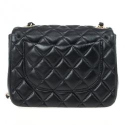 Pre Owned Chanel Black Quilted Leather Mini Flap Classic Bag