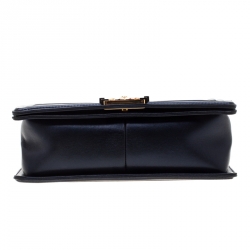 Pre Owned حقيبة شانيل بوي متوسطة جلد منقوشة كيوب كحلية