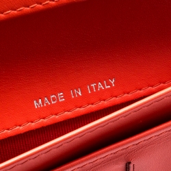 Pre Owned Chanel Orange Striped Patent Leather CC Wallet