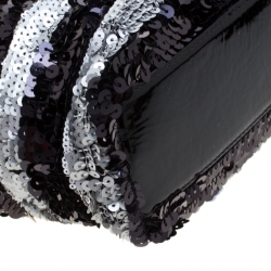 Pre Owned Chanel Black/Silver Stripe Sequins Reissue Shoulder Bag