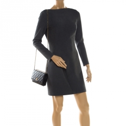 مملوكة مسبقًا محفظة بسلسلة شانيل CC عصرية جلد مبطنة سوداء