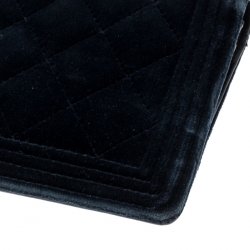 Chanel Blue Quilted Velvet Boy Long Flap Wallet