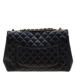 Pre Owned Chanel Black Quilted Leather Jumbo Mademoiselle Chic Flap Shoulder Bag