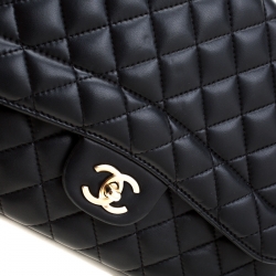 Pre Owned Chanel Black Quilted Leather Jumbo Mademoiselle Chic Flap Shoulder Bag