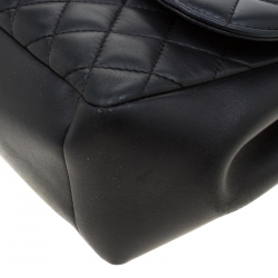 Pre Owned Chanel Black Quilted Leather Jumbo Mademoiselle Chic Flap Shoulder Bag