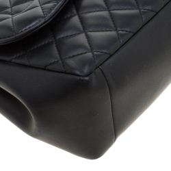 Pre Owned Chanel Black Quilted Leather Jumbo Mademoiselle Chic Flap Shoulder Bag