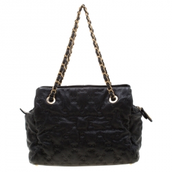 مملوكة مسبقًا Chanel Black Quilted Leather Wild Stitch Tote