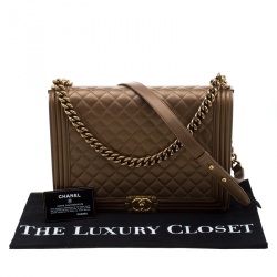 Chanel Brown Quilted Leather Large Boy Flap Bag