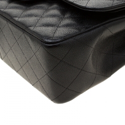 Chanel Black Quilted Leather Jumbo Classic Double Flap Bag
