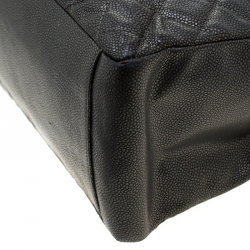 Pre Owned Chanel Metallic Grey Quilted Caviar Leather Grand Shopper Tote