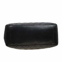 Pre Owned Chanel Metallic Grey Quilted Caviar Leather Grand Shopper Tote