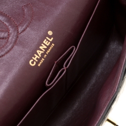 Pre Owned حقيبة شانيل قلاب مزدوج كلاسيك متوسطة جلد مبطنة سوداء