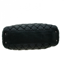 Pre Owned Chanel Green Quilted Bubble Leather Bowler Bag