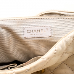 Pre Owned حقيبة كتف شانيل أكورديون سلسلة رترو جلد مبطنة بيج